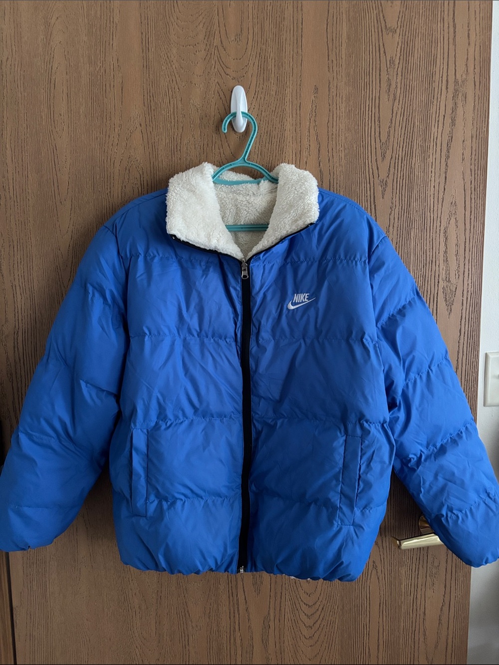Nike Royal Blue Puffer Jacket with Sherpa Collar